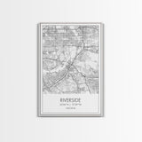Riverside Street Map, California Map, City Map Art, Minimalist Art, Wall Art, Canvas Print, Office Wall Décor, Gifts For Dad, Travel Print