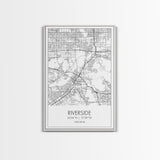 Riverside Street Map, California Map, City Map Art, Minimalist Art, Wall Art, Canvas Print, Unique Wall Décor, Boyfriend Gift, Travel Art