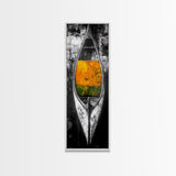 Black and White Canoe Framed Canvas Print Rustic Art Nautical Wall Art Coastal Decor Farmhouse Art Vertical Wall Art