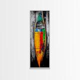 Colorful Canoe Painting Canvas Print Rustic Wall Art Nautical Decor Coastal Art Extra Wide Art Living Room Art Above Couch Art