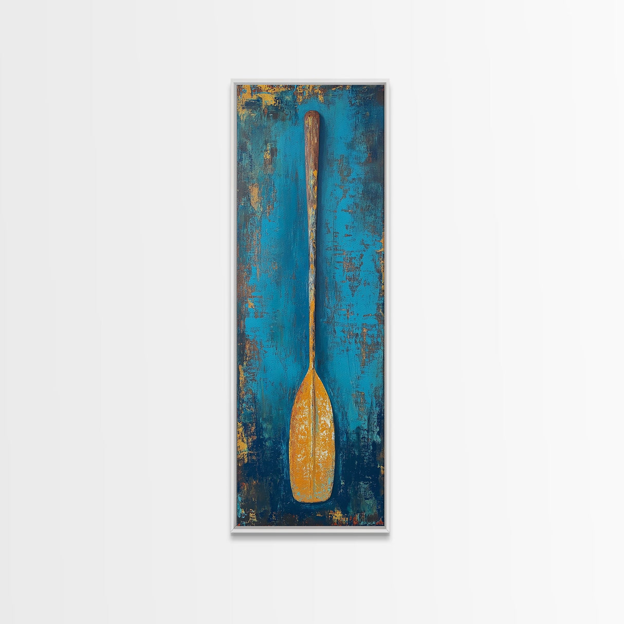 Rustic Oar Art Framed Canvas Print Coastal Decor Nautical Wall Art Tall Narrow Art Lake House Gift Idea Southwest Wall Art