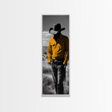Mysterious Cowboy Silhouette Framed Canvas Print | Rustic Western Wall Art | Moody Art | Farmhouse Decor | Southwest Art | Gift Idea