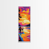 Sunset Cowboy Art Framed Canvas Print Vibrant Western Wall Art, Chicano Art, Colorful Wall Art, Southwest Wall Art, Extra Wide Art