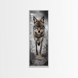 Intense Coyote Stare Framed Canvas Print | Wildlife Wall Art | Rustic Decor | Moody Art | Southwest Wall Art | Above Sofa Art | Gift Idea