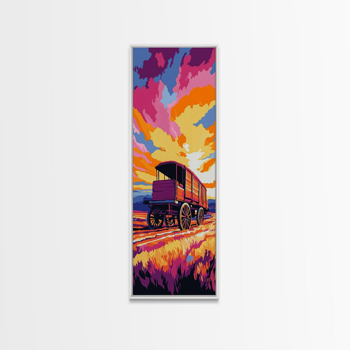 Bold Colorful Wagon Framed Canvas Print Rustic Wall Art Southwest Art Above Sofa Art Farmhouse Decor Moody Art