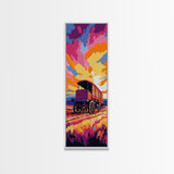 Bold Colorful Wagon Framed Canvas Print Rustic Wall Art Southwest Art Above Sofa Art Farmhouse Decor Moody Art
