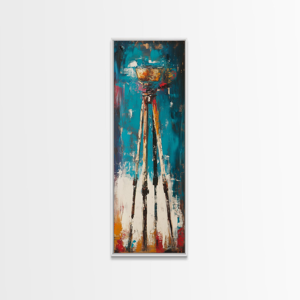 Abstract Tripod Art Framed Canvas Print, Moody Art, Geometric Wall Art, Wabi Sabi Art, Coastal Landscape Art, Extra Wide Art