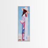 Western Cowgirl Painting Canvas Print, Black Cowgirl Painting, Coastal Cowgirl Wall Art, Tall Narrow Art, Light Pink Wall Art, Moody Art, Minimalist Art, Rustic Art, Vertical Wall Art, Farmhouse Art, Pink Orange Wall Art, Gift Idea