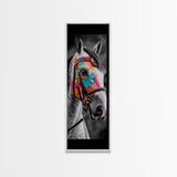 Painted Horse Portrait Framed Canvas Print | Horse Wall Art | Rustic Western Decor | Moody Art | Farmhouse Wall Art | Gift Idea