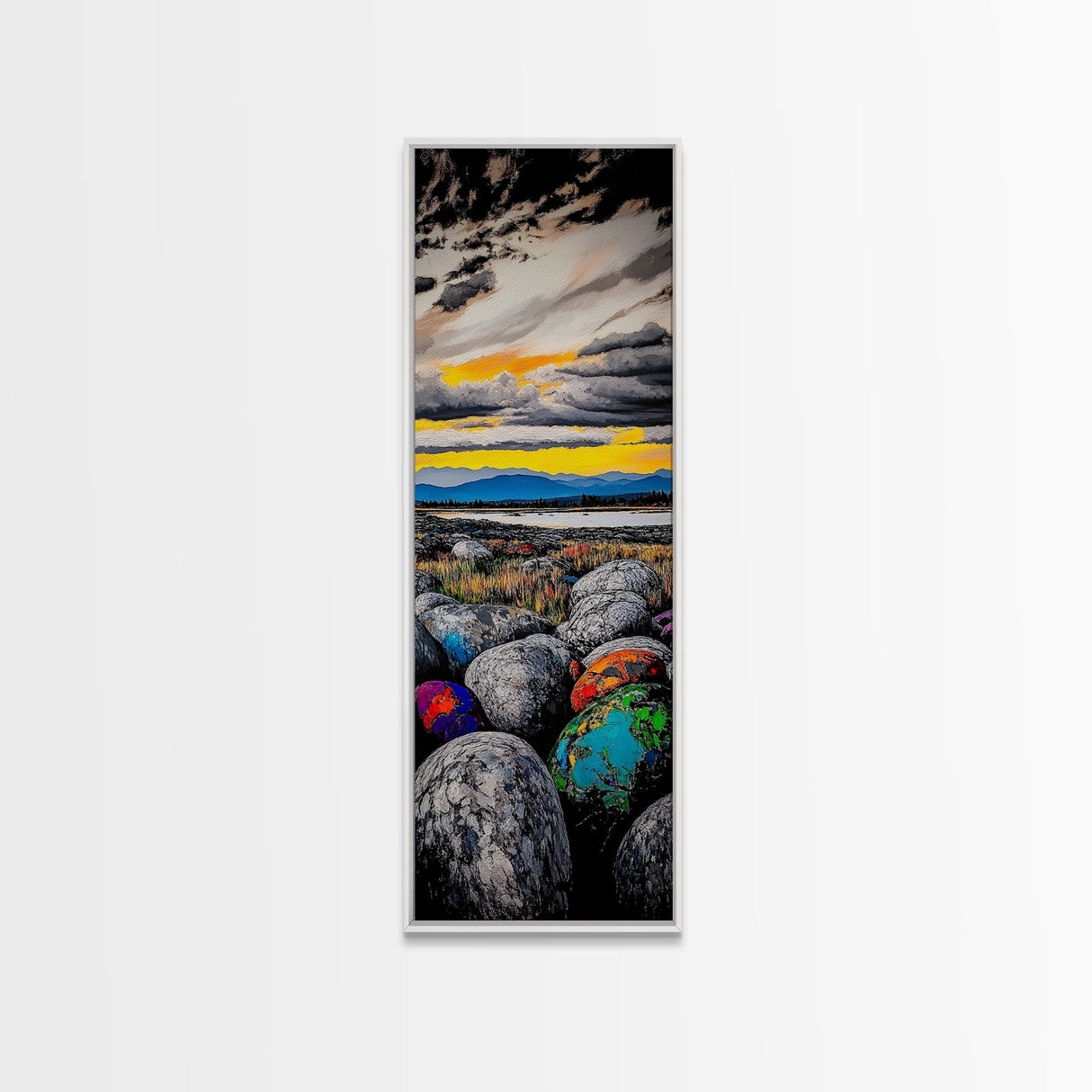 Vibrant Sunset Landscape Framed Canvas Print Joshua Tree Art Lake Tahoe Art Rustic Wall Art Southwest Wall Art Extra Wide Art