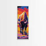 Pop Art Bison Canvas Print Southwest Wall Art Bright Wall Art Tall Narrow Art Colorful Art Above Couch Art