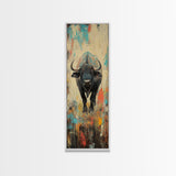 Moody Bison Canvas Print Rustic Wall Art Farmhouse Art Wabi Sabi Art Southwest Wall Art Living Room Art Vertical Wall Art