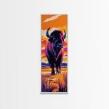 Vibrant Bison Canvas Print Pink Orange Wall Art Southwest Wall Art Rustic Art Tall Narrow Art Gift Idea Him