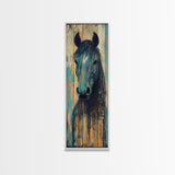 Rustic Blue Horse Painting Canvas Print Farmhouse Wall Art Vintage Horse Art Moody Art Living Room Art Southwest Wall Art
