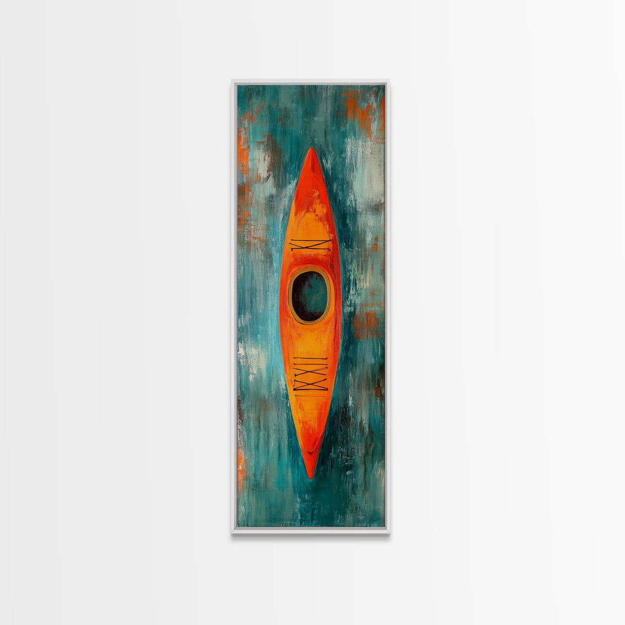 Colorful Kayak Painting Framed Canvas Print Nautical Decor Coastal Cowgirl Wall Art Lake Tahoe Art Above Bed Wall Art
