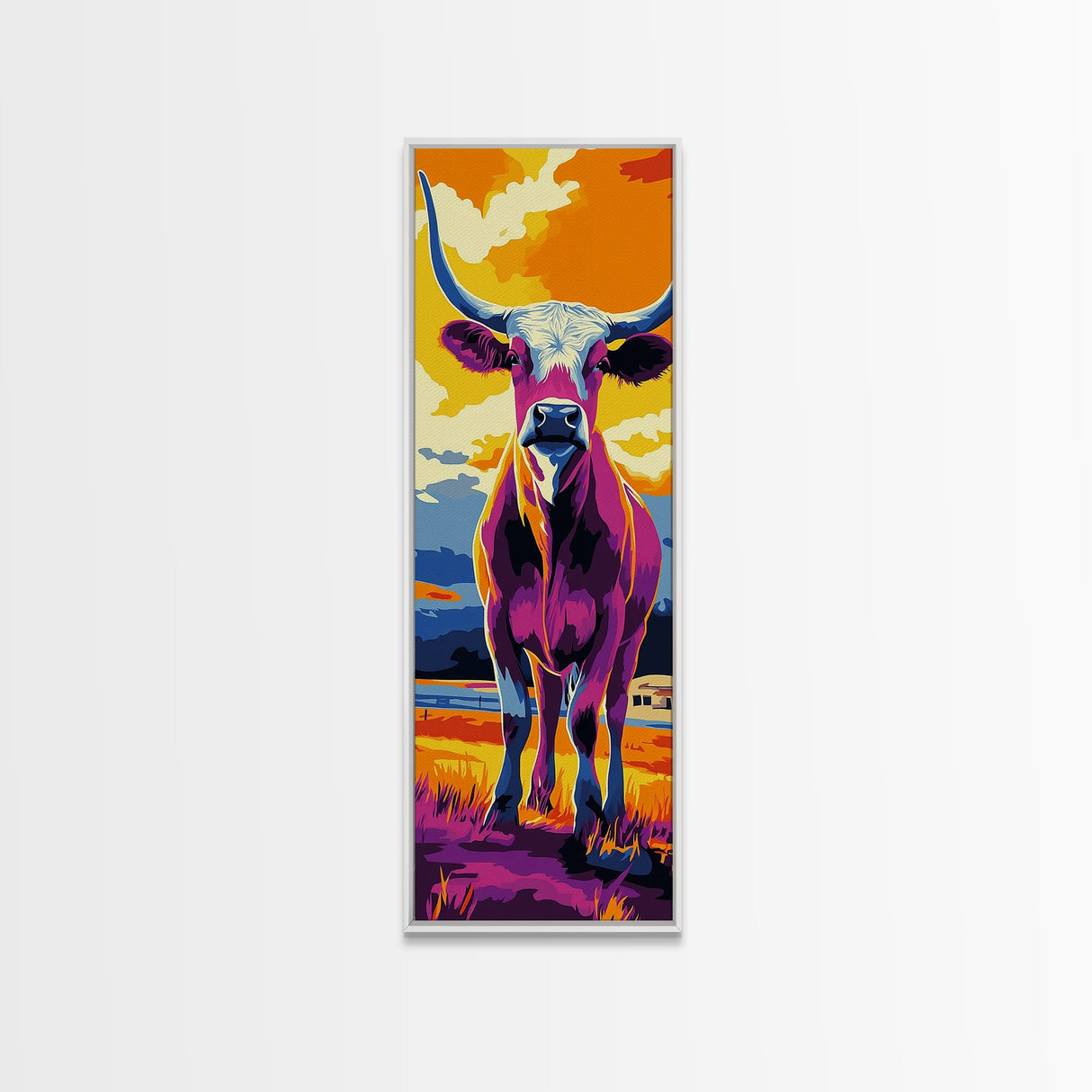 Pop Art Longhorn Canvas Print colorful cow art rustic wall art southwest wall art living room art above sofa art gift idea for her