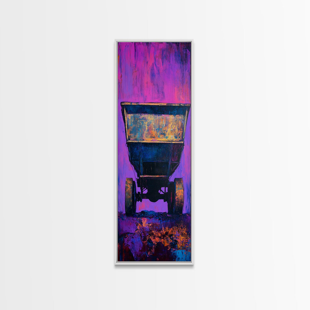 Abstract Mine Cart Framed Canvas Print custom car painting industrial decor rustic art moody art blotter art unique wall art extra wide art