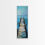 Coastal Dock Painting Framed Canvas Print coastal painting nautical wall art coastal decor seascape painting rustic wall art bedroom art