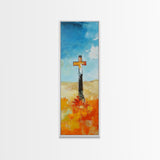 Abstract Cross Painting Framed Canvas Print rustic wall art, fruit of the spirit wall art, moody art, spiritual painting, Christian art