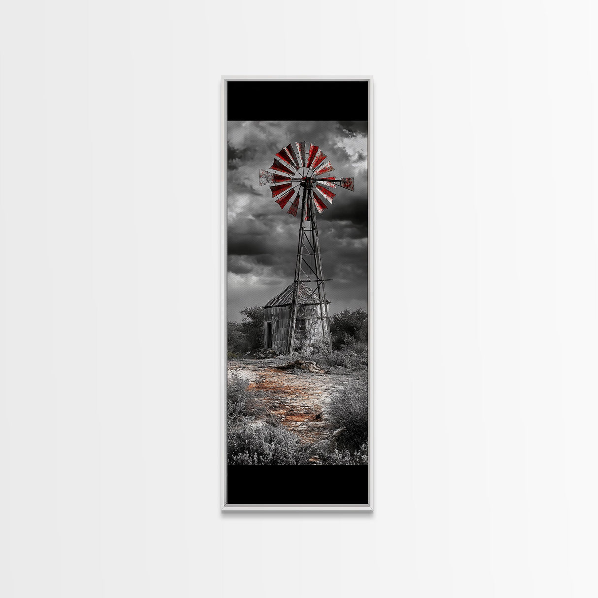 Western Windmill Art, Canvas Print, rustic décor, windmill wall art, farmhouse art, extra wide art, Joshua tree art, southwest wall art