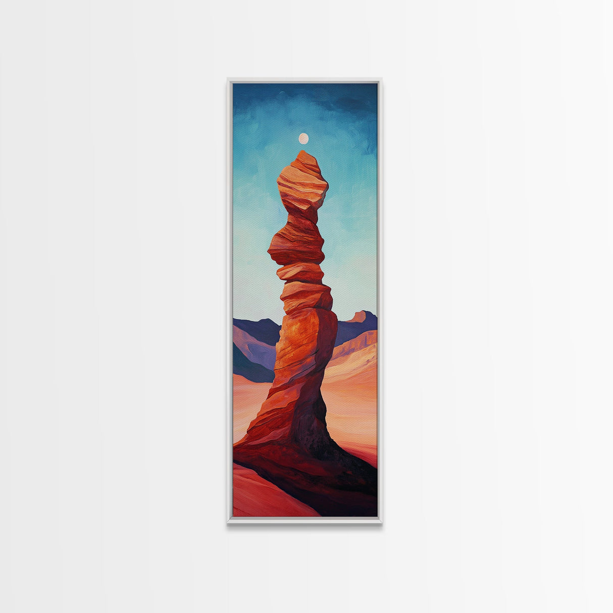 Red Rock Balance Framed Canvas Print, Southwest Wall Art, Joshua Tree Art, Tall Narrow Art, Boho Art, Geometric Wall Art