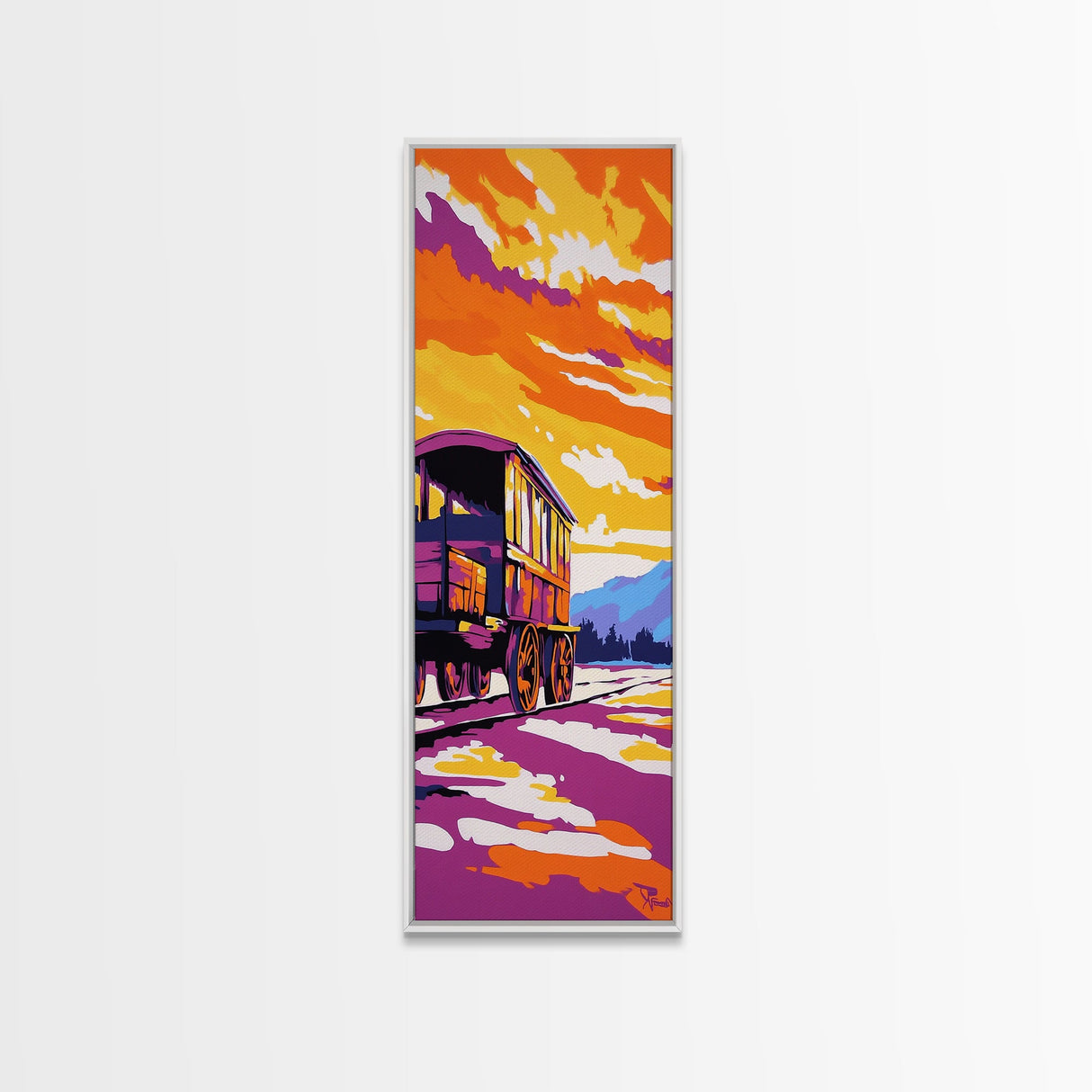 Colorful Sunset Wagon Canvas Print rustic art southwestern wall art farmhouse art boho art moody art above bed wall art