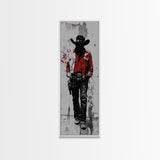 Gunslinger Cowboy Art, Framed Canvas Print, cowgirl painting, rustic wall art, moody art, gift idea, southwest wall art, vintage art