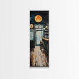 Rustic Bar Scene Framed Canvas Print, Espresso Martini Wall Art, Moody Art, Long Narrow Wall Art, Rustic Decor, Above Sofa Art, Gift Idea