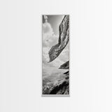 Flowing Fabric Over Ocean, Framed Canvas Print, wabi sabi art, coastal decor, boho art, minimalist art, above couch art, panoramic painting