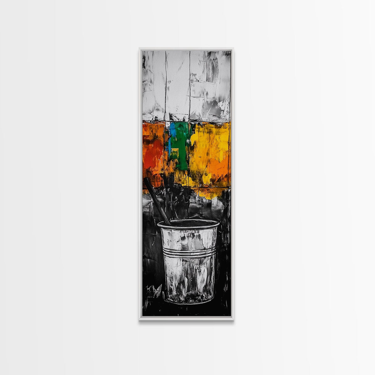 Industrial Paint Bucket Canvas Print, Graffiti Wall Art, Abstract Art, Moody Art, Rustic Decor, Chicano Art, Tall Narrow Art, Modern Home Art