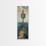 Nautical Marker Framed Canvas Print coastal decor maritime painting nautical wall art painting morro bay seascape painting rustic wall art