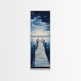 Dockside Tranquility Coastal Wall Art Framed Canvas Print Nautical Painting Blue and Green Wall Art Above Sofa Art Lake Tahoe Art