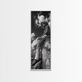Bohemian Man, Clifftop Reflection, Framed Canvas Print, Coastal Cowgirl Wall Art, Rustic Décor, Boho Art, Minimalist Art