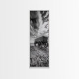 Old Wooden Wagon, Rustic Landscape, Framed Canvas Print, Western Décor, Farmhouse Wall Art, Minimalist Art, Extra Wide Art