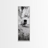 Pioneer Covered Wagon, Rustic Wall Art, Framed Canvas Print, Farmhouse Art, Western Décor, Minimalist Art, Extra Wide Art