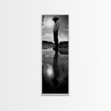Lone Cowboy, Reflection Photography, Framed Canvas Print, Rustic Art, Moody Wall Art, Extra Wide Art, Southwest Wall Art