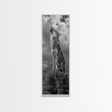 Howling Coyote, Framed Canvas Print, southwest wall art, rustic wall art, wildlife photography, desert landscape art, cowboy art, boho home decor