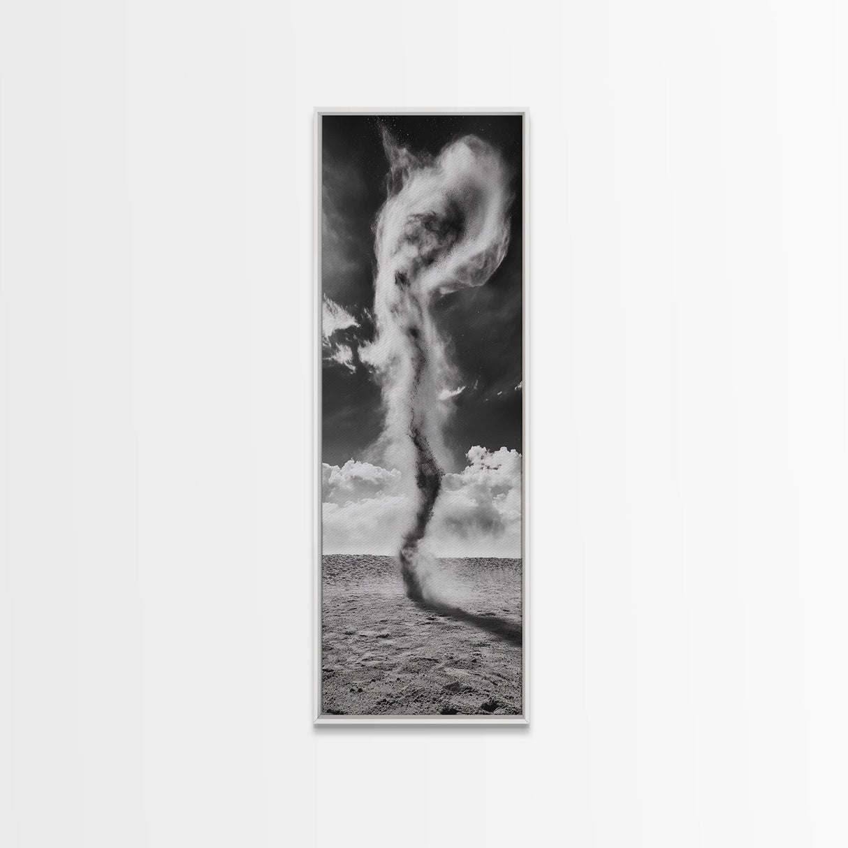 Dust Storm, Twister Framed Canvas Print, dramatic landscape painting, panoramic art, moody art, western décor, extra wide art, rustic wall art