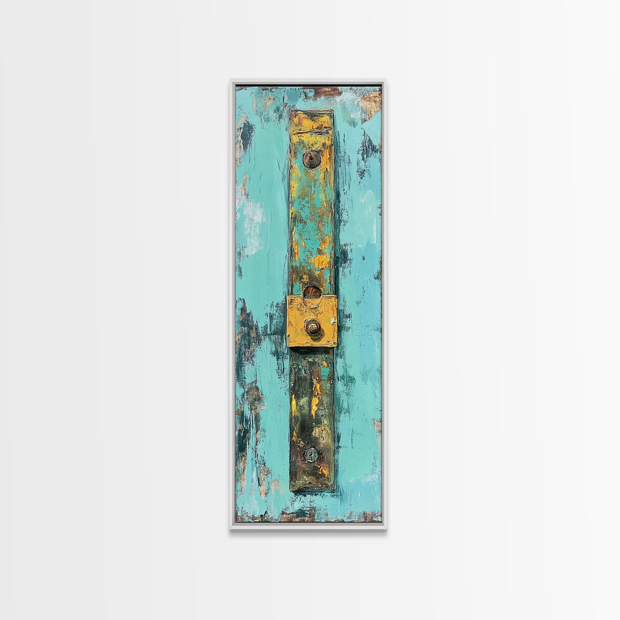 Textured Rustic Art, Canvas Print, Wabi Sabi Wall Art, Teal Wall Art, Abstract Minimalist Art, Tall Narrow Art, Farmhouse Decor