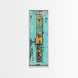 Textured Rustic Art, Canvas Print, Wabi Sabi Wall Art, Teal Wall Art, Abstract Minimalist Art, Tall Narrow Art, Farmhouse Decor