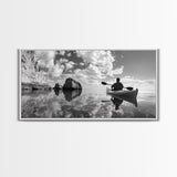 Kayak, Coastal Landscape Art, Nautical Painting, Extra Wide Art, Adventure Art, Seascape Painting, Panoramic Art, Canvas Print