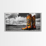 Embroidered Cowboy Boots Canvas Print | Western Wall Art | Chicano Art | Moody Art | Rustic Decor | Southwest Art | Extra Wide Art