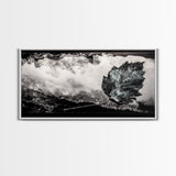 Nature Leaf Art, Monochrome Painting, Abstract Botanical Prints, Black and White Art, Modern Wall Decor, Framed Canvas Print, Rustic Art