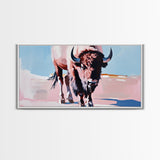 Bison, western art, rustic wall art, framed canvas print, above couch art, farmhouse art, black cowgirl painting, original painting