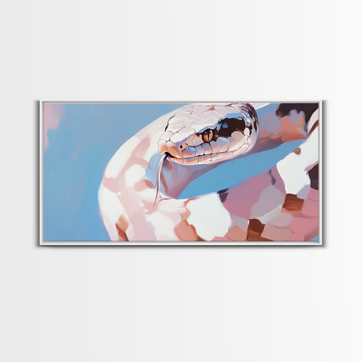 Snake Painting, Moody Art, Southwest Wall Art, Boho Art, Pink Abstract Art, Framed Canvas Print, Extra Wide Art, Zen Wall Art, Minimalist Art
