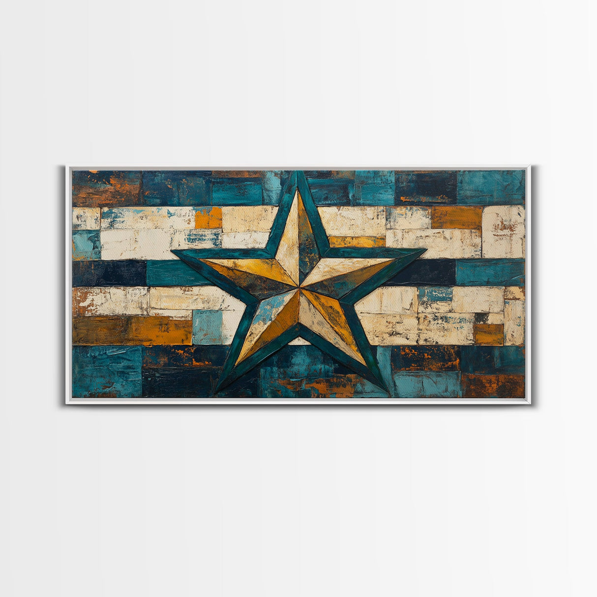 Lone Star Art, Framed Canvas Print, Rustic Wall Art, Southwest Wall Art, Geometric Wall Art, Extra Wide Art, Above Couch Art, Farmhouse Decor