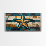 Lone Star Art, Framed Canvas Print, Rustic Wall Art, Southwest Wall Art, Geometric Wall Art, Extra Wide Art, Above Couch Art, Farmhouse Decor