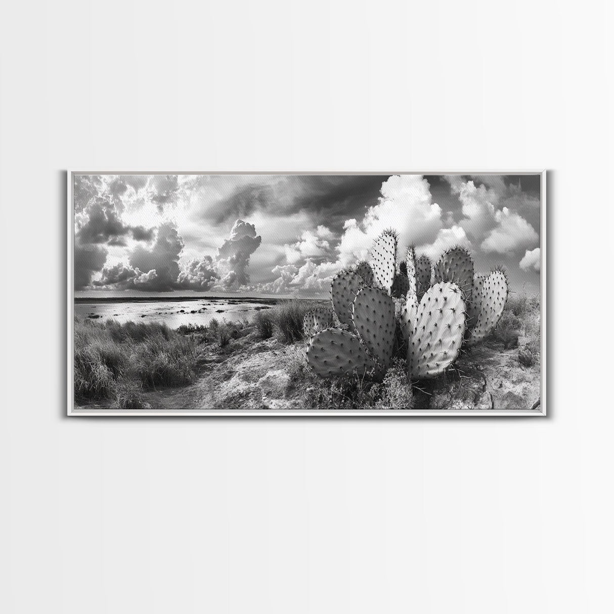 Desert Landscape, Joshua tree art, rustic decor, botanical prints, scenic view, panoramic art, southwest wall art, Canvas Print