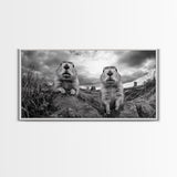 Prairie dogs, whimsical art, rustic wall art, farmhouse art, nature painting, extra wide art, above couch art, framed canvas print
