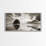 Coastal, seascape, moody art, ocean view, nautical wall art, panoramic painting, extra wide art, above bed wall art, framed canvas print